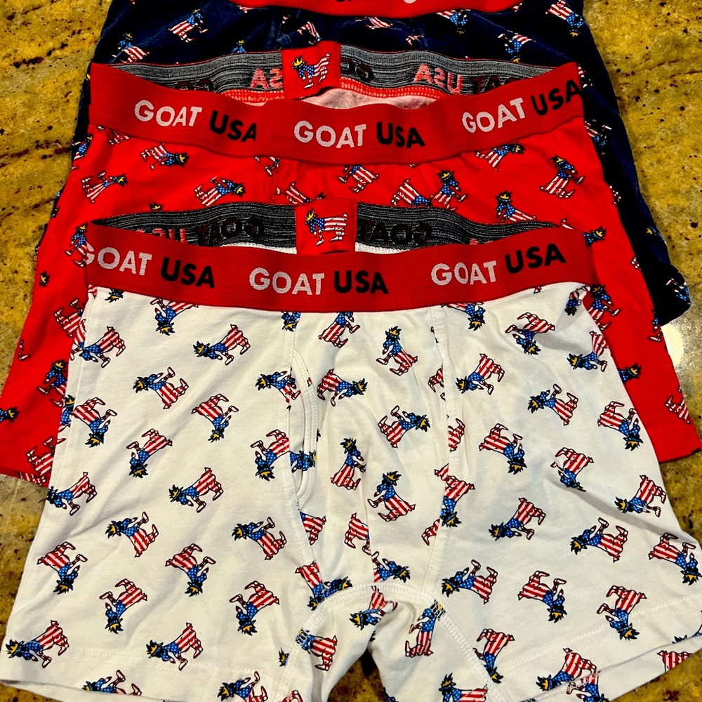 Goat USA men size adult small 3 pairs boxer briefs in NEW condition